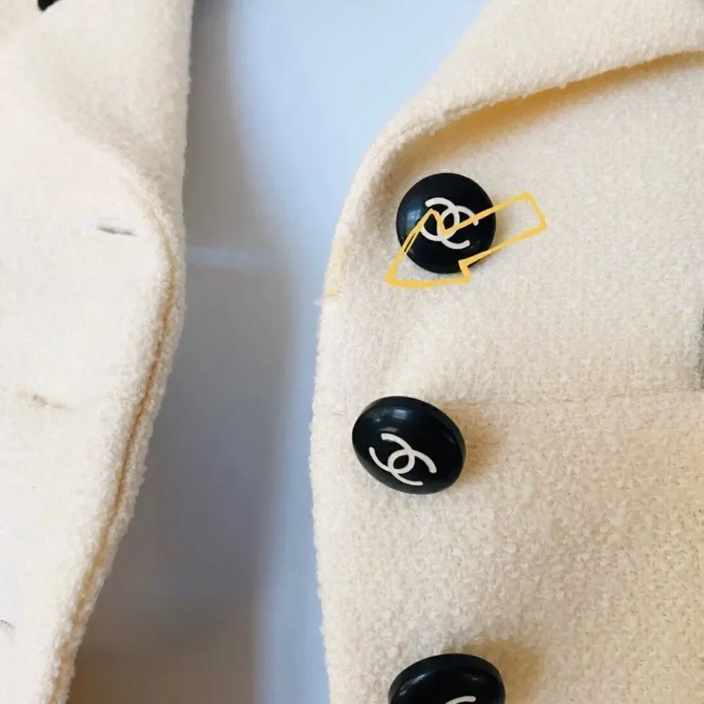 Chanel Iconic Cream and Black Boucle Button Up Blazer
